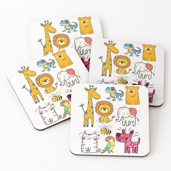 Item preview, Cute Jungle Animals Cartoon Pattern Sketch Art - Gift For Animal Lovers Kids designed and sold by InkyGenies.