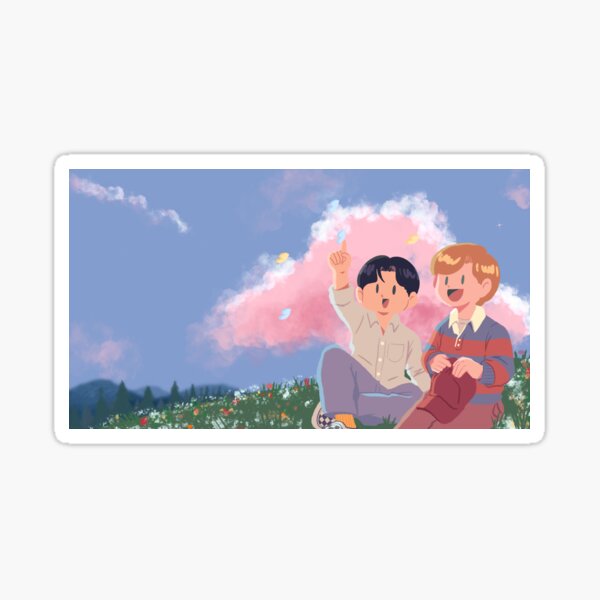 Mountain Sunset Lofi Vibes - Gay Art Sticker