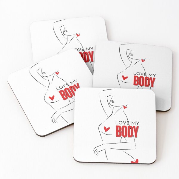 Item preview, Love My Body Silhouette of Naked Woman with Red Hearts designed and sold by LeeydiCreative.