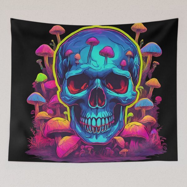 Item preview, Neon Skull Mushrooms Psychodelic Style designed and sold by CyberArtistOne.