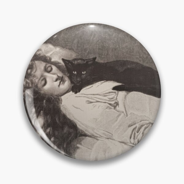 Item preview, The Witch 1893 by John Collier - Features Black Cat and Woman Sleeping Drawing designed and sold by Arwen-Art.