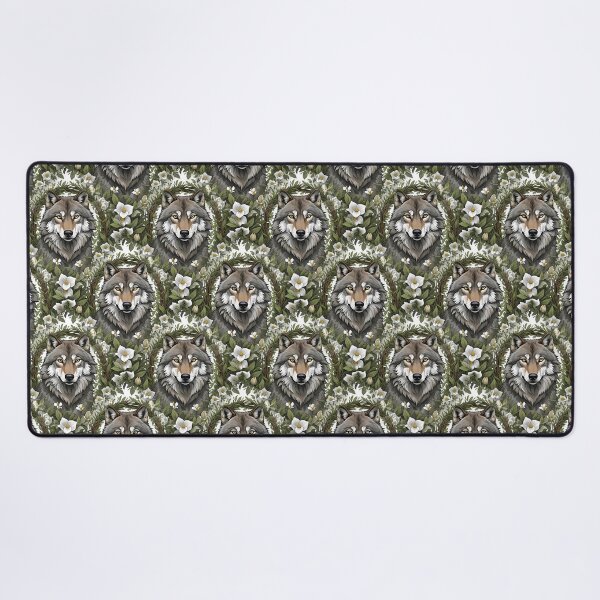 Item preview, Minnesota Wolf Surrounded By Lady's Slipper Flowers 1 Pattern designed and sold by taiche.