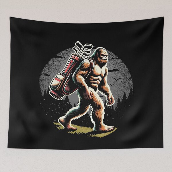 Item preview, Golfing Bigfoot Carrying Golf Bag In The Woods designed and sold by nameonshirt.