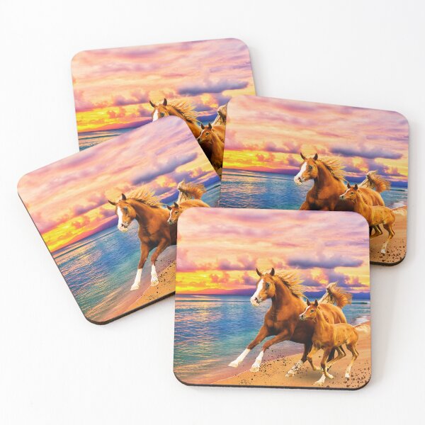 Item preview, Galloping Mother Horse Mare and Colt Over Beach Sunset designed and sold by julyperson.