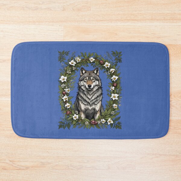 Item preview, Minnesota Wolf Surrounded By Lady's Slipper Flowers 2 designed and sold by taiche.