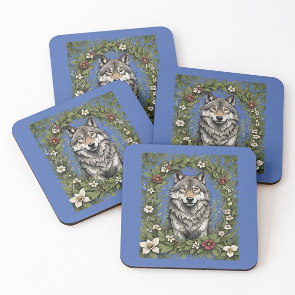 Item preview, Minnesota Wolf Surrounded By Lady's Slipper Flowers 3 designed and sold by taiche.