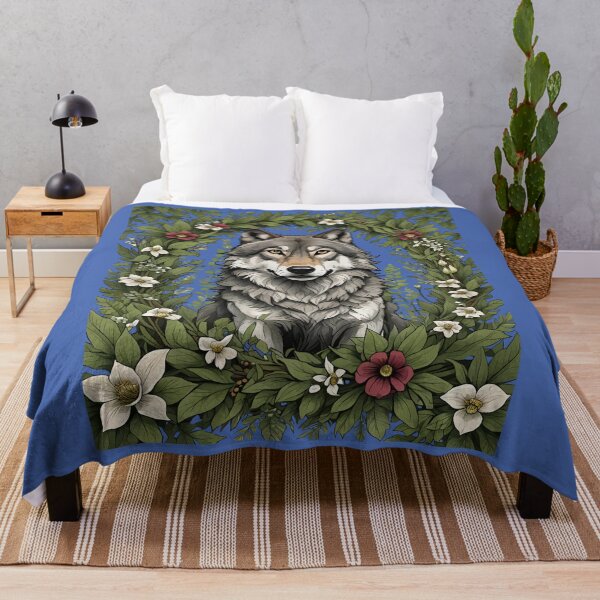 Item preview, Minnesota Wolf Surrounded By Lady's Slipper Flowers 3 designed and sold by taiche.