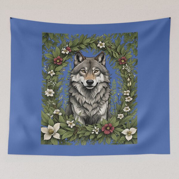 Item preview, Minnesota Wolf Surrounded By Lady's Slipper Flowers 3 designed and sold by taiche.