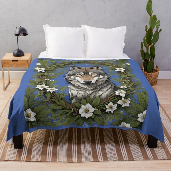 Item preview, Minnesota Wolf Surrounded By Lady's Slipper Flowers 4 designed and sold by taiche.