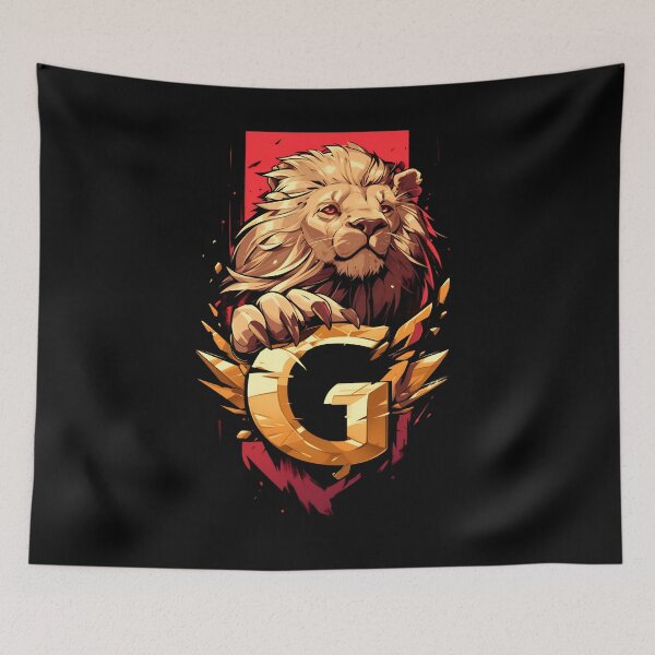 Item preview, Lion Banner with a Golden Letter G - Fantasy designed and sold by Fenay Designs.