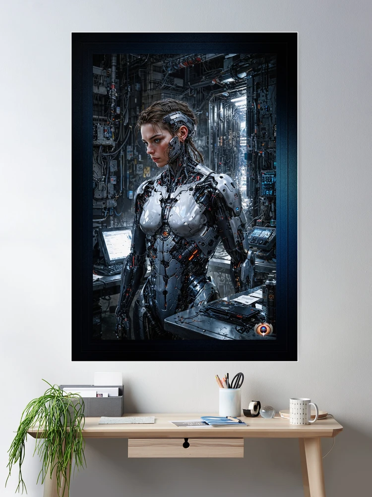 All Upgrades Complete Going Beyond Humanity Mesmerizing AI Concept Art Portrait by Xzendor7 Room Decor Sci-Fi Art Poster Art Print