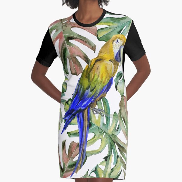 PARROT IN THE JUNGLE Graphic T-Shirt Dress