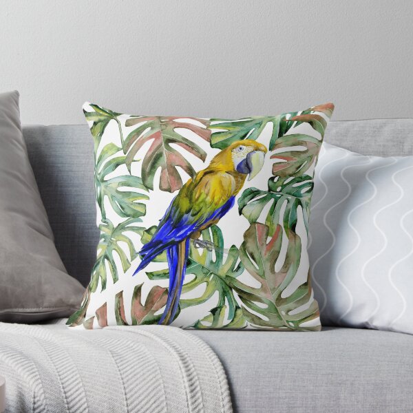 PARROT IN THE JUNGLE Throw Pillow