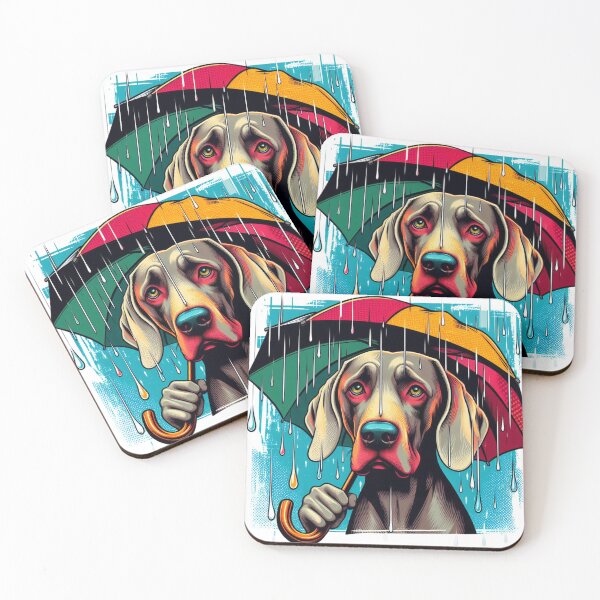 Item preview, Weimaraner with Colorful Umbrella designed and sold by WeimTrails.