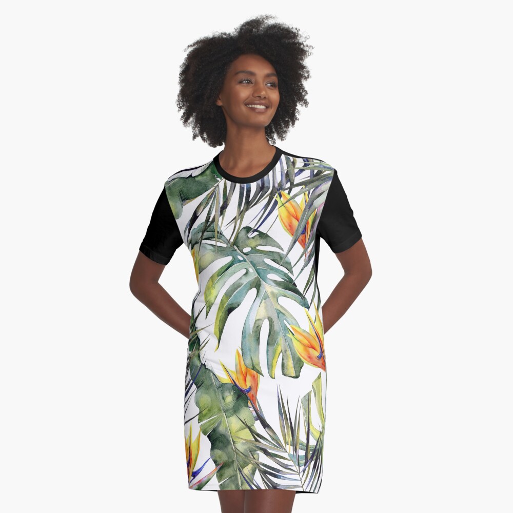 TROPICAL GARDEN Graphic T-Shirt Dress