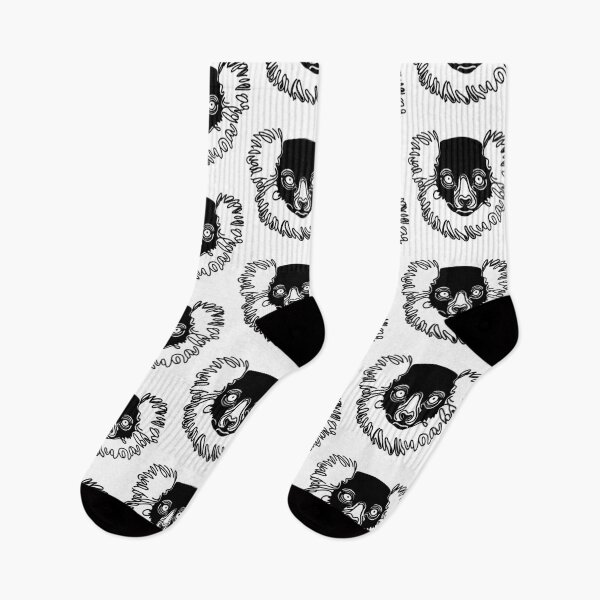 Item preview, Continuous line drawing of a black and white ruffed lemur  designed and sold by DKBCreations.