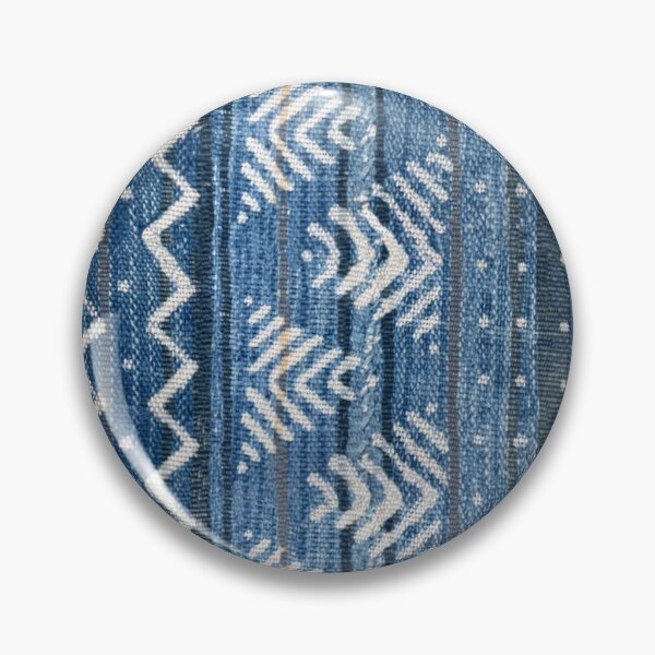 Item preview, African design mud cloth in indigo blue, white, and gray geometric  designed and sold by Morrisseyfabric.