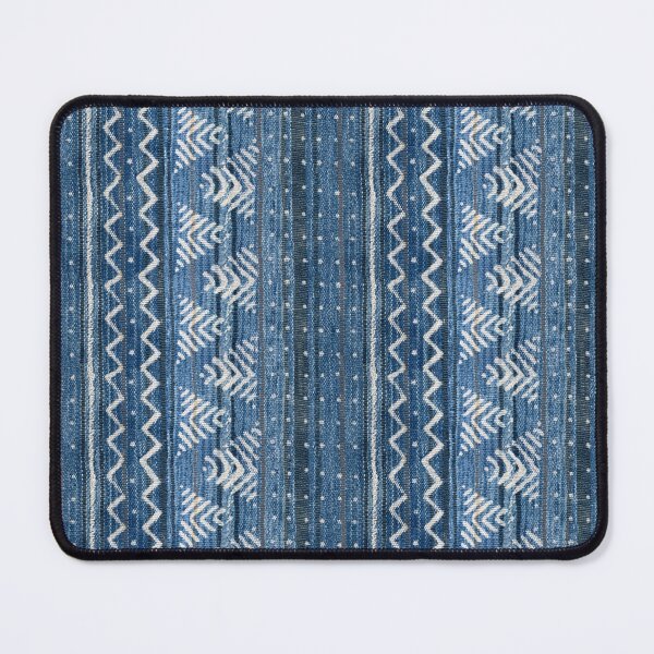 Item preview, African design mud cloth in indigo blue, white, and gray geometric designed and sold by Morrisseyfabric.
