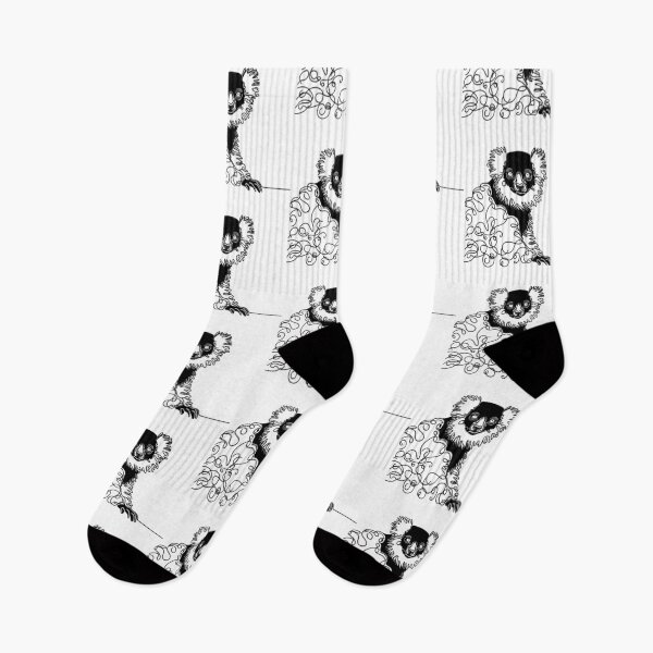 Item preview, Continuous line drawing of a black and white ruffed lemur  designed and sold by DKBCreations.