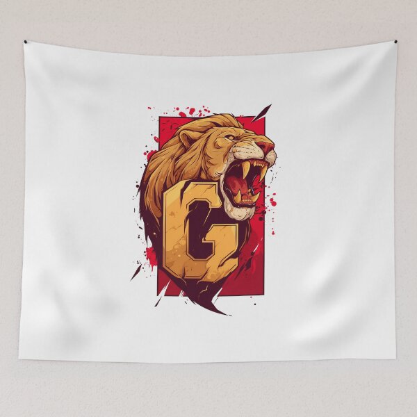 Item preview, Roaring Lion and the Letter G - Red Backdrop - Fantasy designed and sold by Fenay Designs.