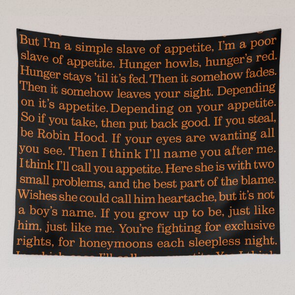 Item preview, Appetite - Prefab Sprout (lyrics) v.6 designed and sold by x1brett.