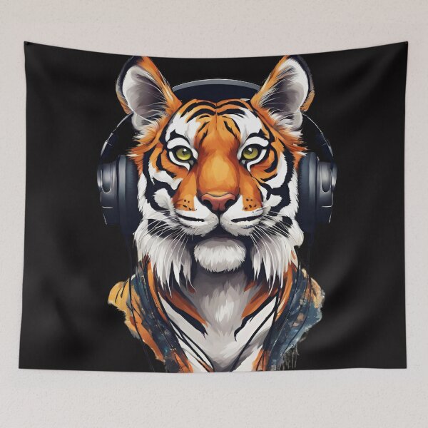Item preview, Bengal tiger with headphones designed and sold by Yeyishop.