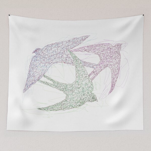Item preview, Sketch of Swallow Birds Design in Motion Symbolism of Freedom and Unity  designed and sold by Rocky Mountain Artistry.