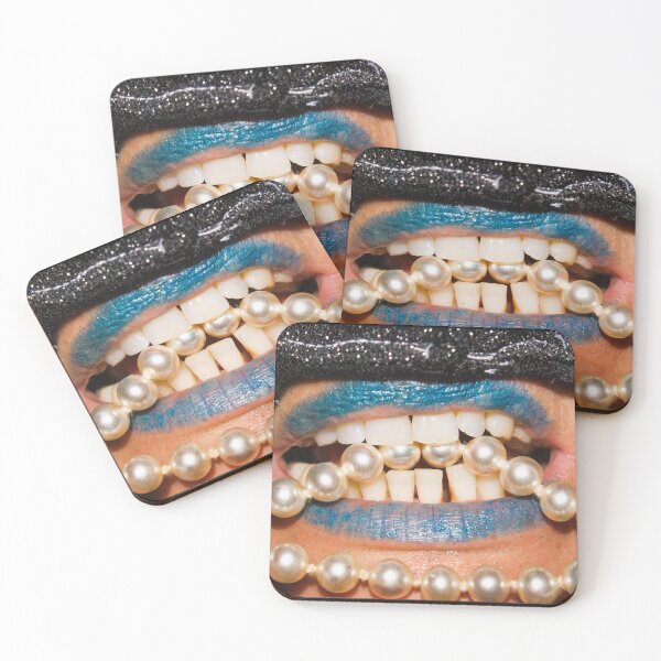 Item preview, Abstract photography mouth biting pearl necklace designed and sold by Carré Comme Orange.