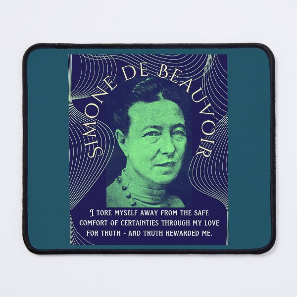Item preview, Simone de Beauvoir portrait and quote: I tore myself away from the safe comfort of certainties through my love for truth - and truth rewarded me. designed and sold by artbleed.