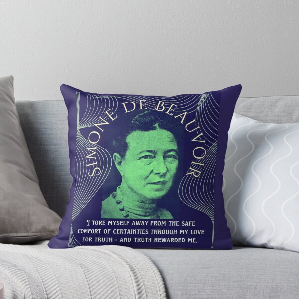 Item preview, Simone de Beauvoir portrait and quote: I tore myself away from the safe comfort of certainties through my love for truth - and truth rewarded me. designed and sold by artbleed.
