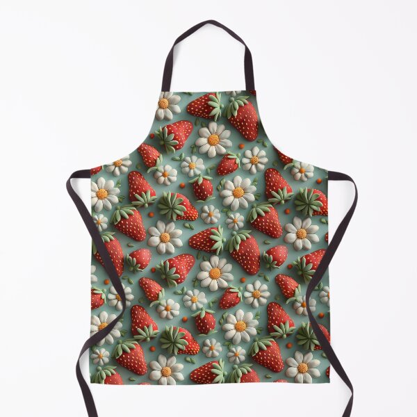 Item preview, strawberries and daisies 3d effect pattern - cottagecore aesthetic - polymer clay designed and sold by Fantasy Cache.