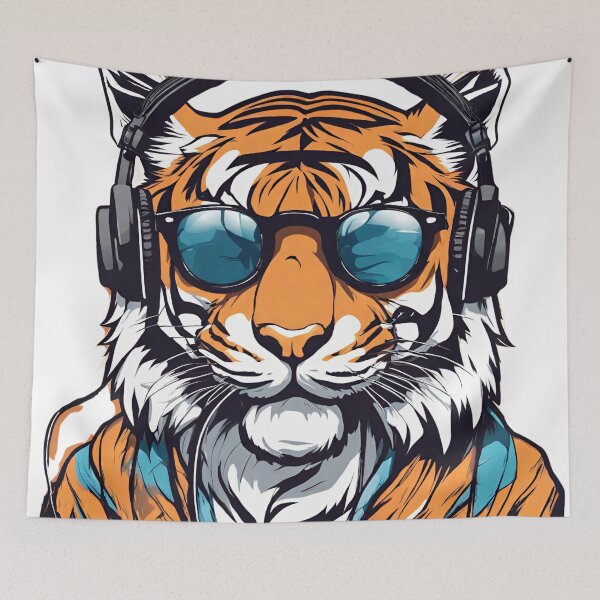 Item preview, Bengal tiger with headphones designed and sold by Yeyishop.