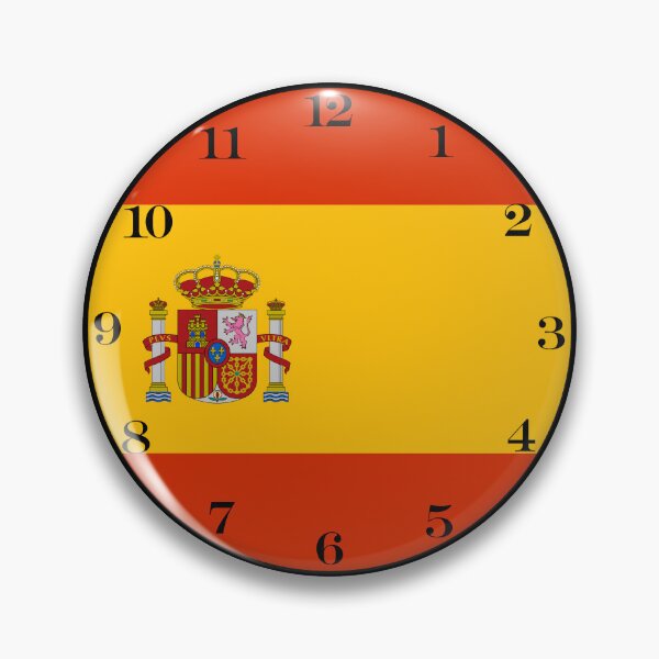 Artikelvorschau, Wanduhr mit spanischer Flagge entworfen und verkauft von Numbers-Art.