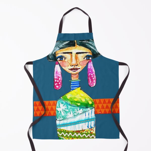 Item preview, Ready to Shine: colorful woman with vibrant fabrics and long ethnic earrings. designed and sold by adriaquart.
