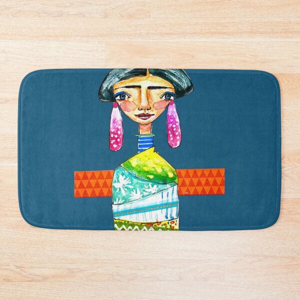 Item preview, Ready to Shine: colorful woman with vibrant fabrics and long ethnic earrings. designed and sold by adriaquart.