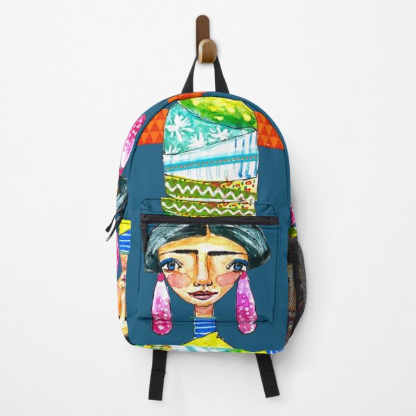 Item preview, Ready to Shine: colorful woman with vibrant fabrics and long ethnic earrings. designed and sold by adriaquart.