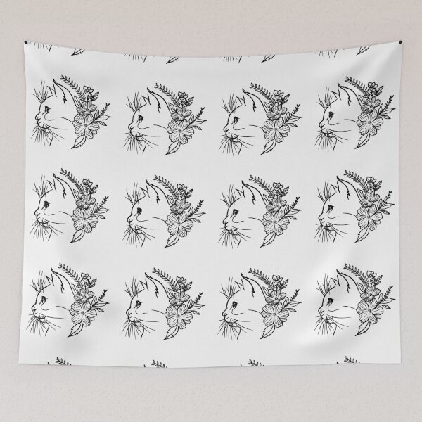 Item preview, BLACK CAT AND FLOWERS  designed and sold by mando24895.