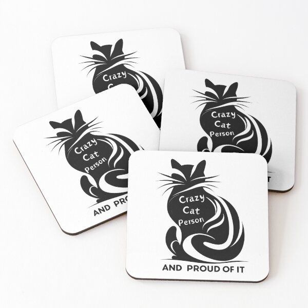 Item preview, crazy cat person and proud of it black and white cat  designed and sold by SparkleShack.