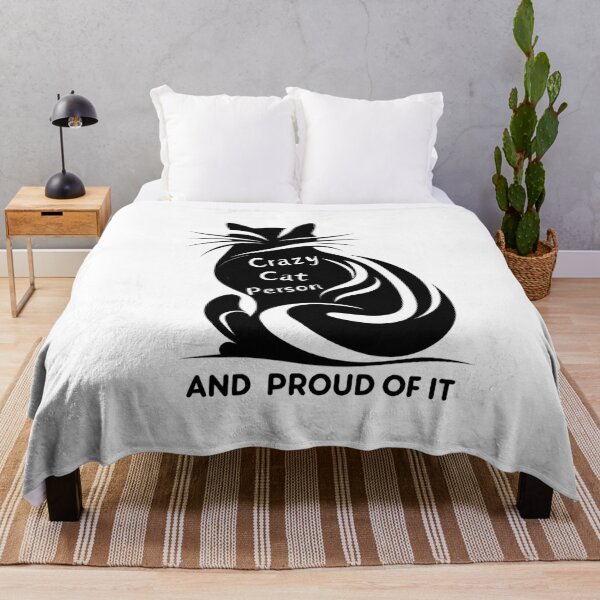 Item preview, crazy cat person and proud of it black and white cat  designed and sold by SparkleShack.