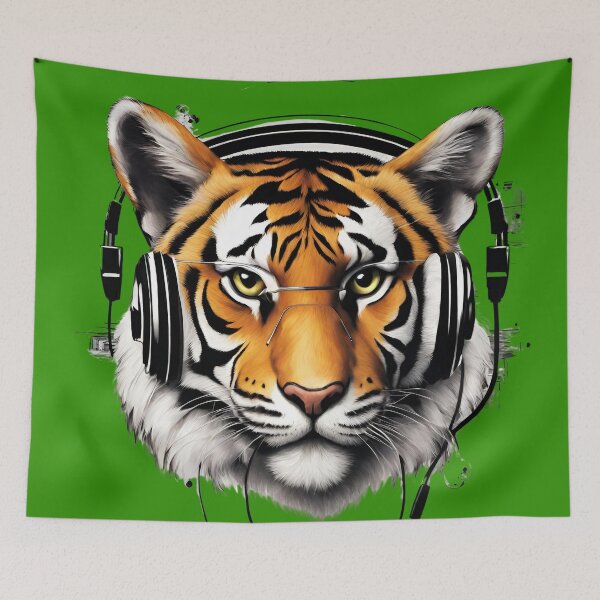 Item preview, Bengal tiger with headphones designed and sold by Yeyishop.