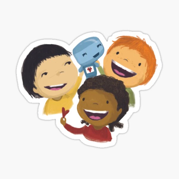 Yuki, the robot with a Heart, & Friends Sticker