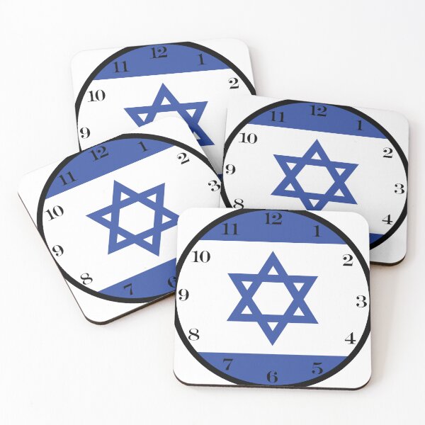 Item preview, Israeli flag wall clock designed and sold by Numbers-Art.