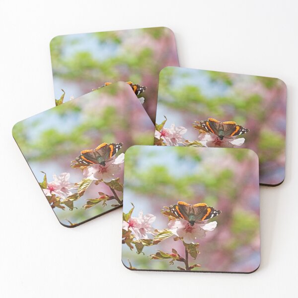 Item preview, Red Admiral Butterfly And Pink Blossoms designed and sold by Deb Oppermann.