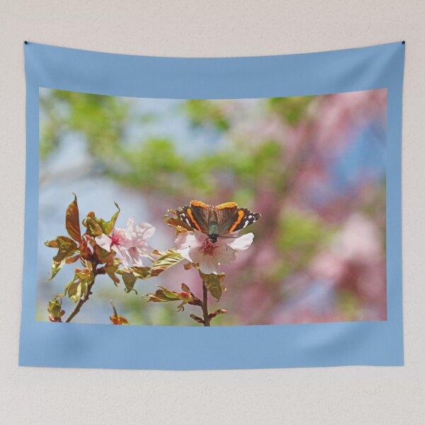 Item preview, Red Admiral Butterfly And Pink Blossoms designed and sold by Deb Oppermann.