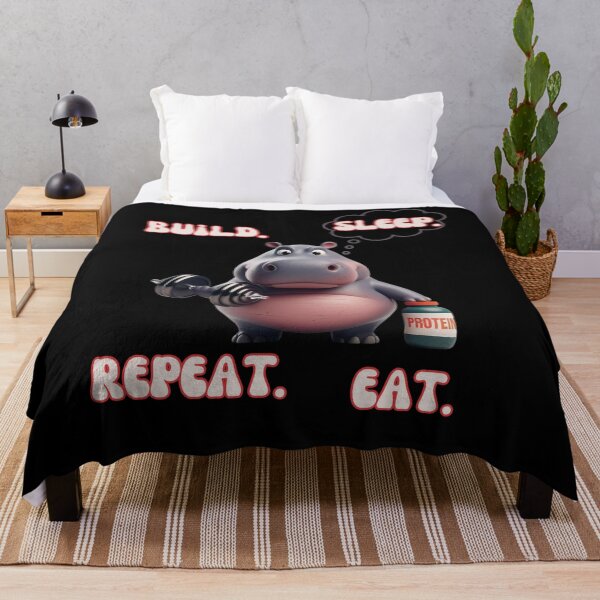 Item preview, Eat Sleep Build Repeat Hippo gifts for a sportsman designed and sold by Pixel-Forge.