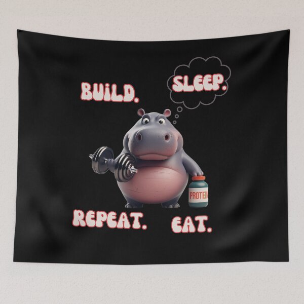 Item preview, Eat Sleep Build Repeat Hippo  gifts for a sportsman designed and sold by Pixel-Forge.