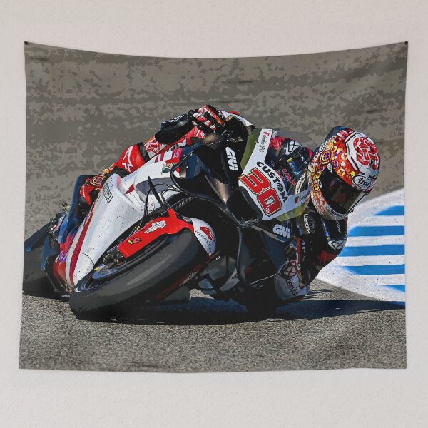 Item preview, Takaaki Nakagami on his 2024 MotoGP motorcycle racing in the corners abstract designed and sold by Rodissimus1984.