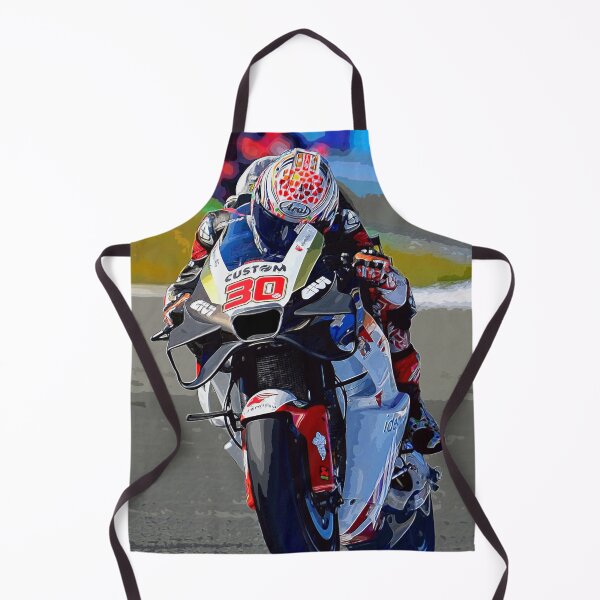 Item preview, Takaaki Nakagami on his 2024 MotoGP motorcycle powering out a corner making a small wheelie watercolor designed and sold by Rodissimus1984.