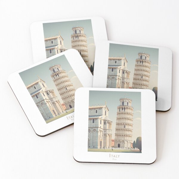 Item preview, Leaning Tower of Pisa minimalist travel poster – vintage retro style designed and sold by pod24.