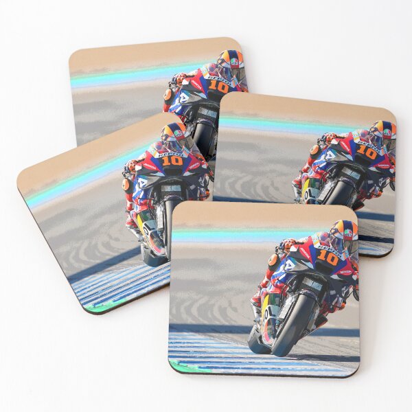 Item preview, Luca Marini on his 2024 MotoGP motorcycle racing in the corners abstract designed and sold by Rodissimus1984.
